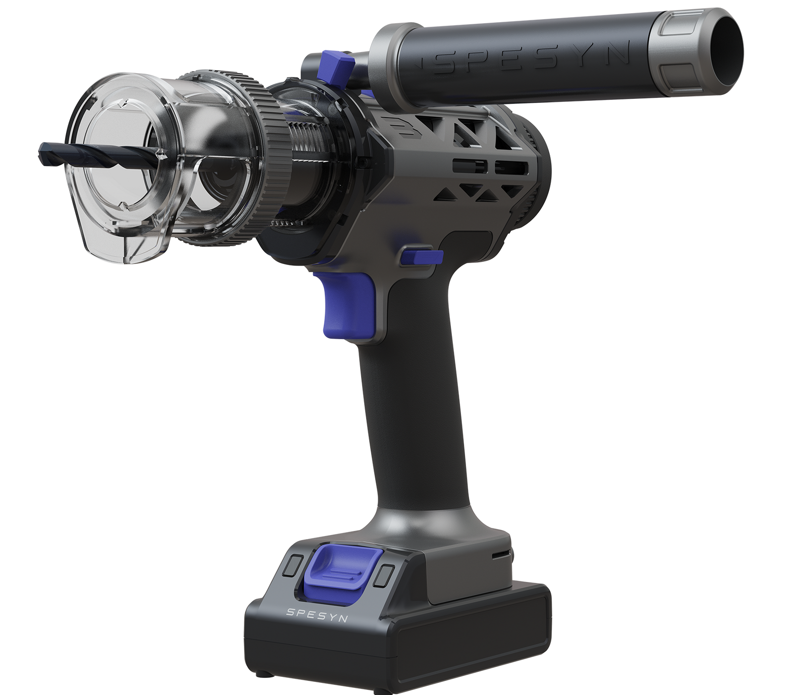 SPESYN ST3 cordless precision drill with vertical guide, LCD depth display and removable battery
